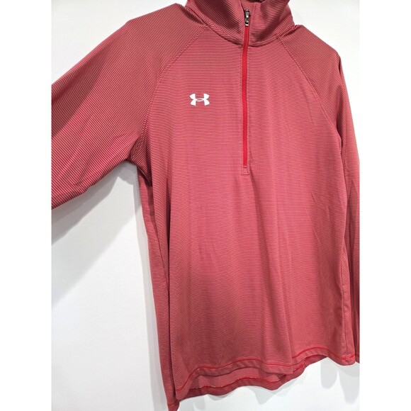 Under Armour Shirt Women’s Medium Red Heatgear‎ Gym 1/4 Zip Lightweight - Picture 3 of 5